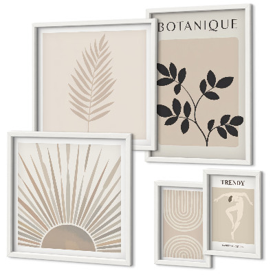 Conjunto de 5 quadros com moldura Decorações geométricas florais elegantes
