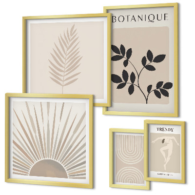 Conjunto de 5 quadros com moldura Decorações geométricas florais elegantes