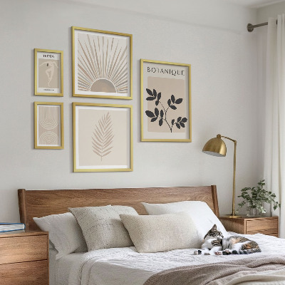 Conjunto de 5 quadros com moldura Decorações geométricas florais elegantes