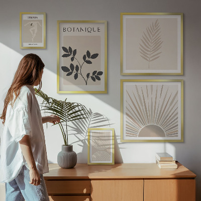 Conjunto de 5 quadros com moldura Decorações geométricas florais elegantes