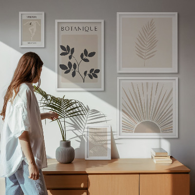 Conjunto de 5 quadros com moldura Decorações geométricas florais elegantes