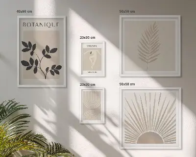 Conjunto de 5 quadros com moldura com estética geométrica floral elegante