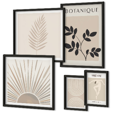 Conjunto de 5 quadros com moldura Decorações geométricas florais elegantes