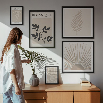 Conjunto de 5 quadros com moldura Decorações geométricas florais elegantes