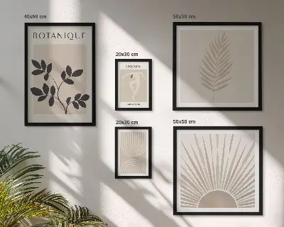 Conjunto de 5 quadros com moldura com estética geométrica floral elegante