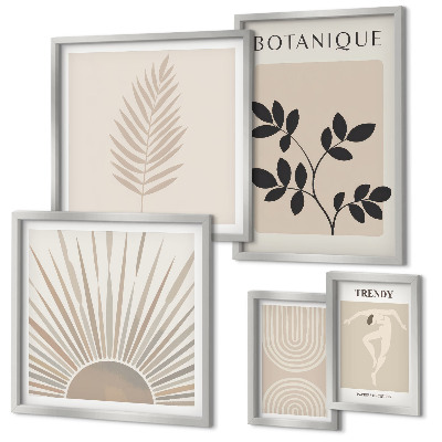 Conjunto de 5 quadros com moldura Decorações geométricas florais elegantes