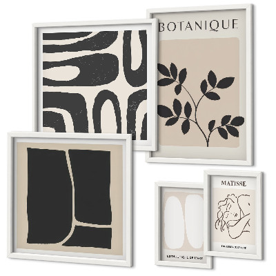 Conjunto de 5 quadros decorativos Gráficos abstratos e elegantes de plantas
