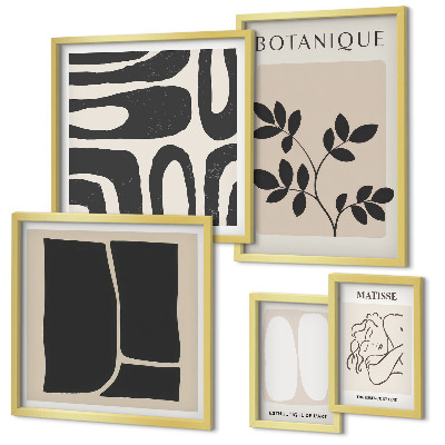 Conjunto de 5 quadros decorativos Gráficos abstratos e elegantes de plantas