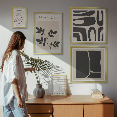 Conjunto de 5 quadros decorativos Gráficos abstratos e elegantes de plantas