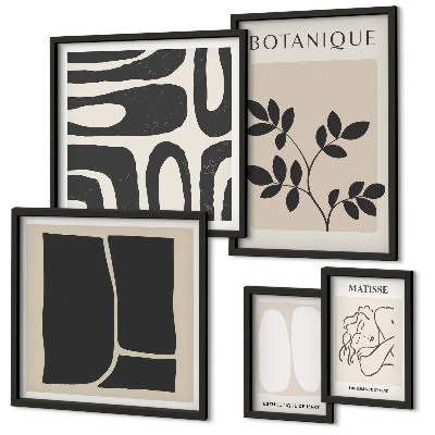 Conjunto de 5 quadros decorativos Gráficos abstratos e elegantes de plantas