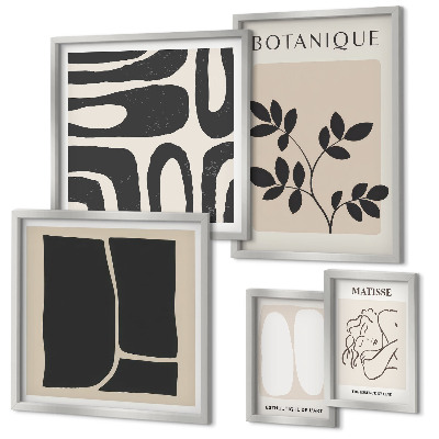 Conjunto de 5 quadros decorativos Gráficos abstratos e elegantes de plantas