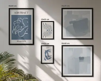 Conjunto de 5 quadros com moldura de abstrações minimalistas elegantes