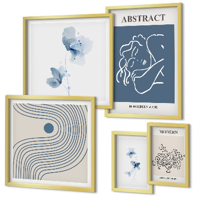 Conjunto de 5 quadros decorativos Estilo moderno abstrato de florista