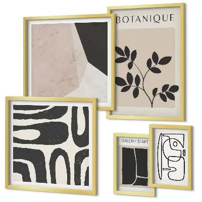 Galeria de parede com gráficos minimalistas elegantes