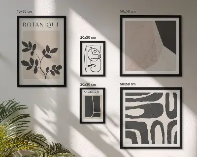 Galeria de parede com gráficos minimalistas elegantes