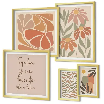 Galeria de quadros de parede com decorações elegantes de flores da natureza