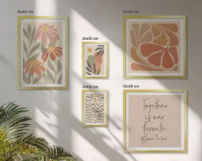 Galeria de quadros de parede com decorações elegantes de flores da natureza