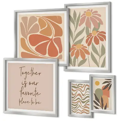 Galeria de quadros de parede com decorações elegantes de flores da natureza