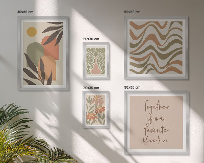 Conjunto de 5 quadros com moldura Decorações de plantas elegantes em tons pastel