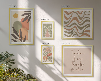 Conjunto de 5 quadros com moldura Decorações de plantas elegantes em tons pastel