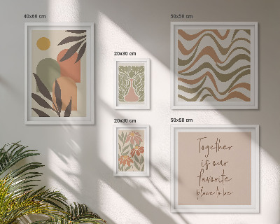 Conjunto de 5 quadros com moldura Decorações de plantas elegantes em tons pastel