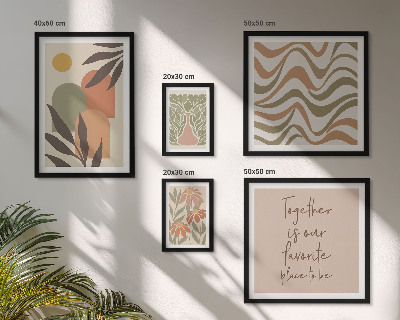 Conjunto de 5 quadros com moldura Decorações de plantas elegantes em tons pastel