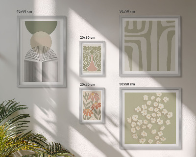 Conjunto de 5 quadros decorativos Gráficos de plantas em tons pastel elegantes