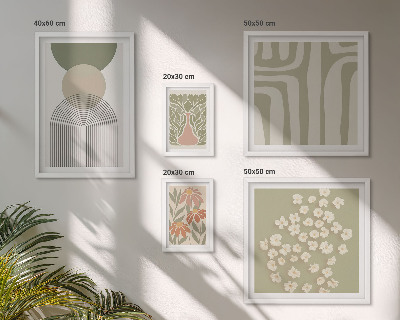 Conjunto de 5 quadros decorativos Gráficos de plantas em tons pastel elegantes