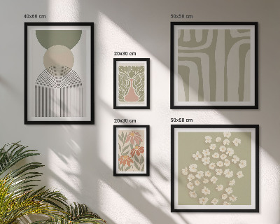 Conjunto de 5 quadros decorativos Gráficos de plantas em tons pastel elegantes