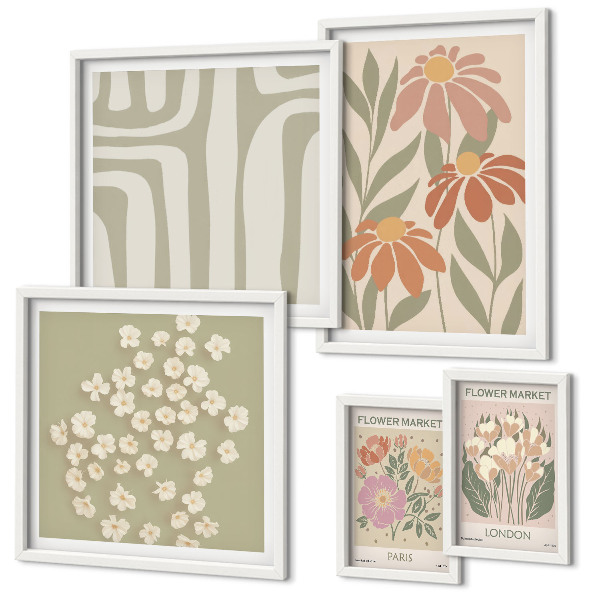 Parede galeria de quadros Estampas florais Londres Paris boho