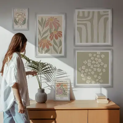 Galeria de quadros para parede com estampas florais estilo boho de Londres e Paris