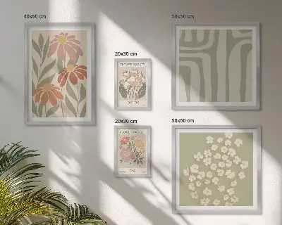 Galeria de quadros para parede com estampas florais estilo boho de Londres e Paris