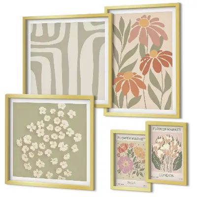 Galeria de quadros para parede com estampas florais estilo boho de Londres e Paris