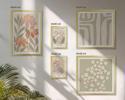 Galeria de quadros para parede com estampas florais estilo boho de Londres e Paris