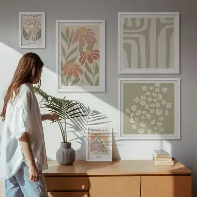 Galeria de quadros para parede com estampas florais estilo boho de Londres e Paris
