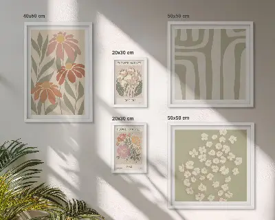 Galeria de quadros para parede com estampas florais estilo boho de Londres e Paris