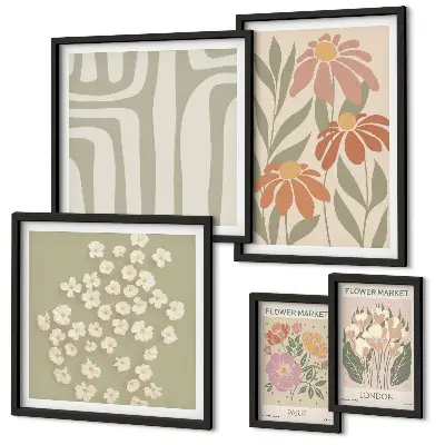 Galeria de quadros para parede com estampas florais estilo boho de Londres e Paris