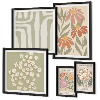 Parede galeria de quadros Estampas florais Londres Paris boho