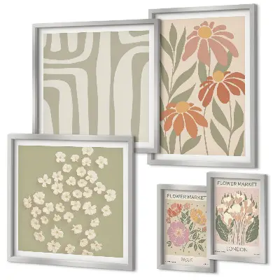 Galeria de quadros para parede com estampas florais estilo boho de Londres e Paris