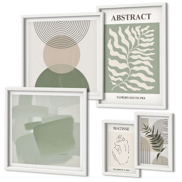 Conjunto de 5 quadros com moldura Arranjos de plantas elegantes