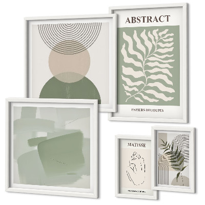 Conjunto de 5 quadros com moldura Arranjos de plantas elegantes