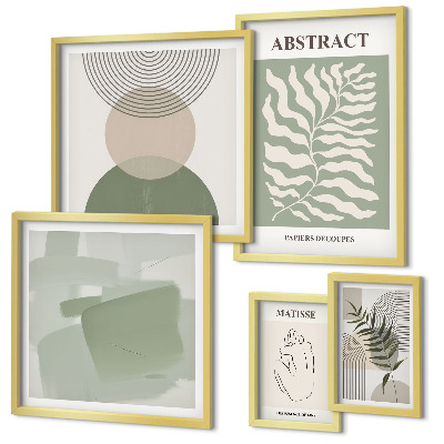 Conjunto de 5 quadros com moldura Arranjos de plantas elegantes