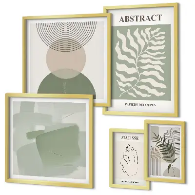 Conjunto de 5 quadros com moldura com estampas de arranjos de plantas elegantes