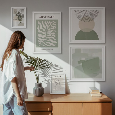 Conjunto de 5 quadros com moldura Arranjos de plantas elegantes