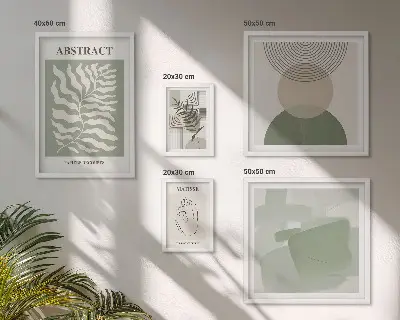 Conjunto de 5 quadros com moldura com estampas de arranjos de plantas elegantes