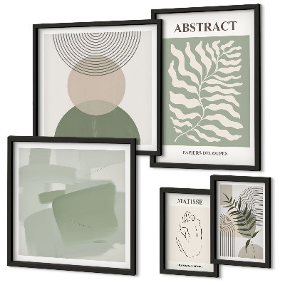Conjunto de 5 quadros com moldura Arranjos de plantas elegantes