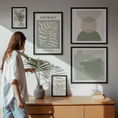 Conjunto de 5 quadros com moldura Arranjos de plantas elegantes