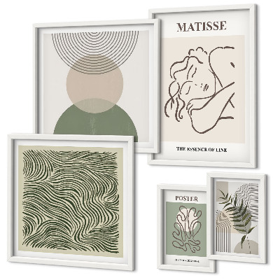 Conjunto de 5 quadros decorativos Composições minimalistas de plantas