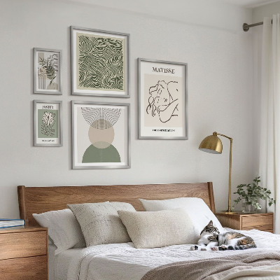 Conjunto de 5 quadros decorativos Composições minimalistas de plantas