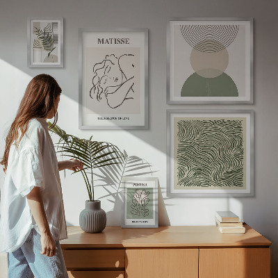 Conjunto de 5 quadros decorativos Composições minimalistas de plantas